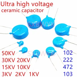 초고전압 세라믹 캐패시터, 50KV 30KV 25KV 20KV 15KV 10KV 3KV 2KV 1KV 103 102 222 472 1NF 10NF 2.2NF 4.7NF M K PF