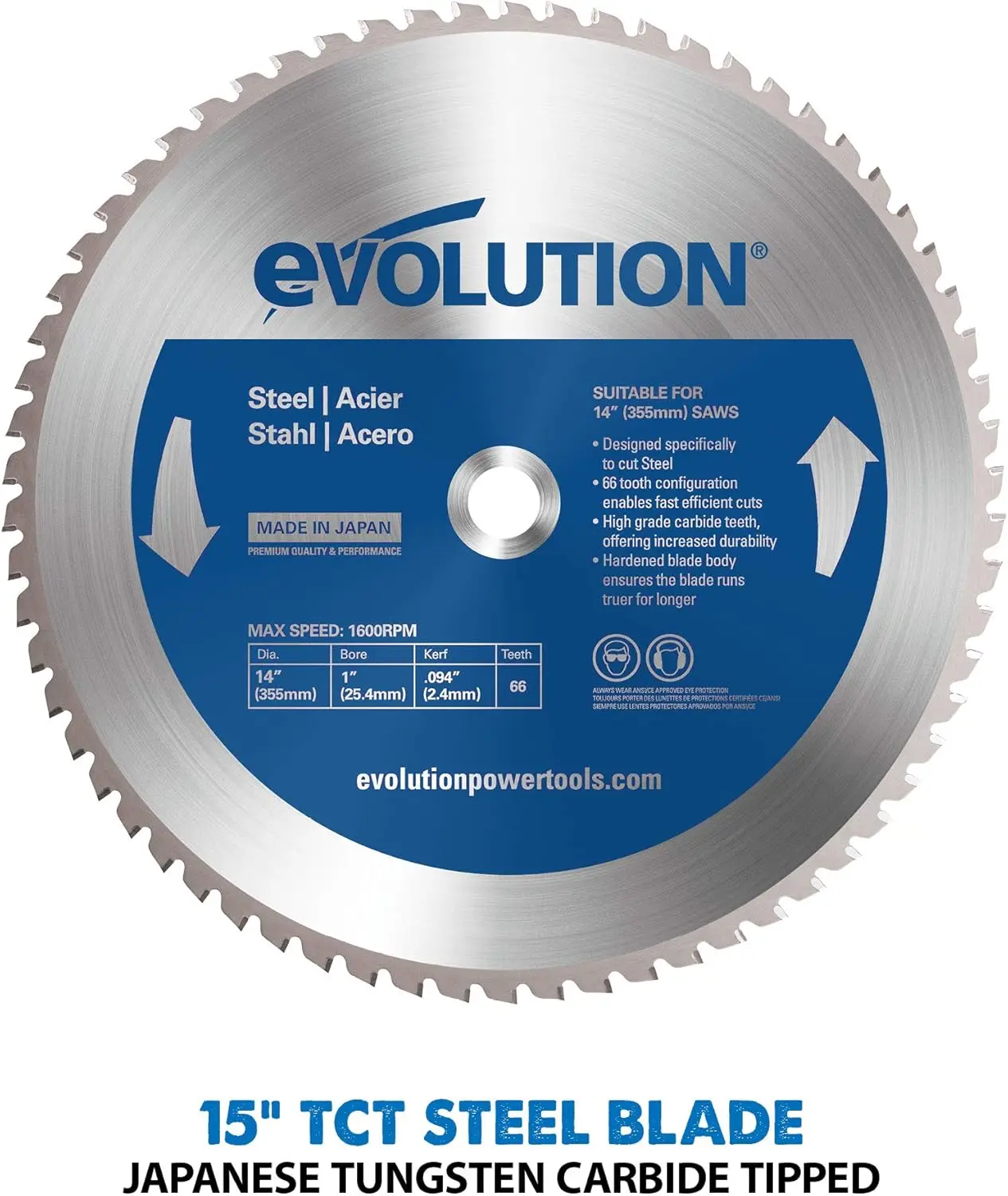S380CPS – Serra de corte de metal resistente de 15 polegadas com lâmina com ponta de carboneto de 14 polegadas |   Serra de corte a seco premium |   Serra de esquadria