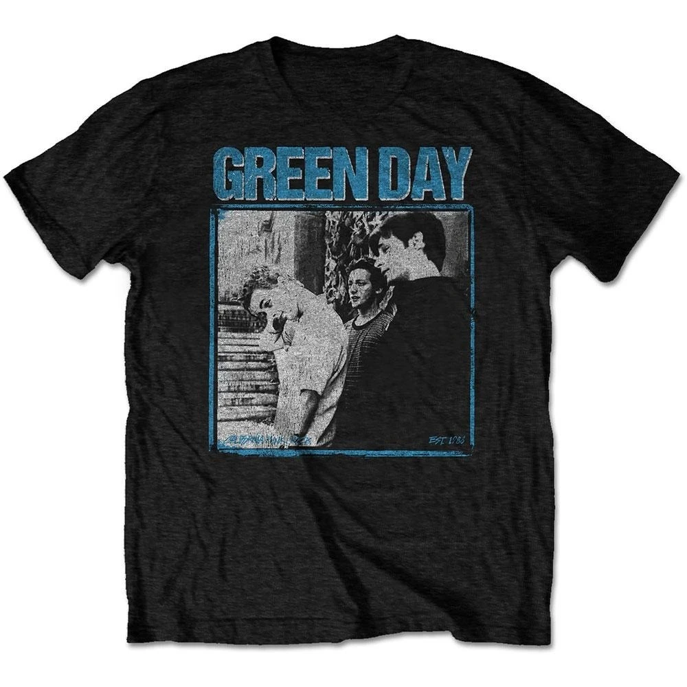 Green Day Vintage Band Photo Print Cotton T-Shirt Punk Rock Band Unisex Short Sleeve Tee
