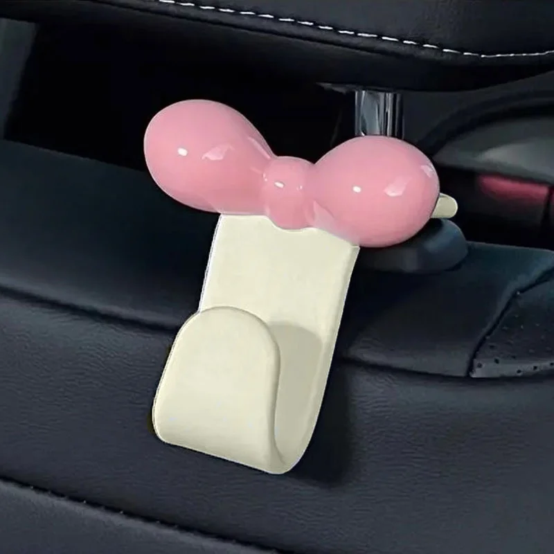 Minimalist Bow Car Back Seat Hanging Hooks Practical Storage Accessory For Handbags Snacks And Travel Items In Vehicle