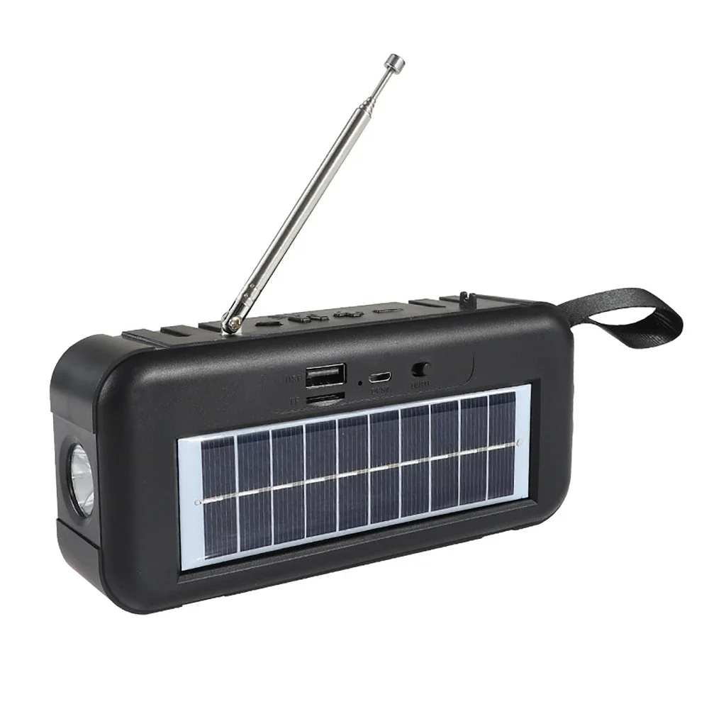 Portable Solar Emergency Light bluetooth Radio USB/TF/AUX/FM Wireless bluetooth Speaker Charged By Solar Power & USB Flashlight