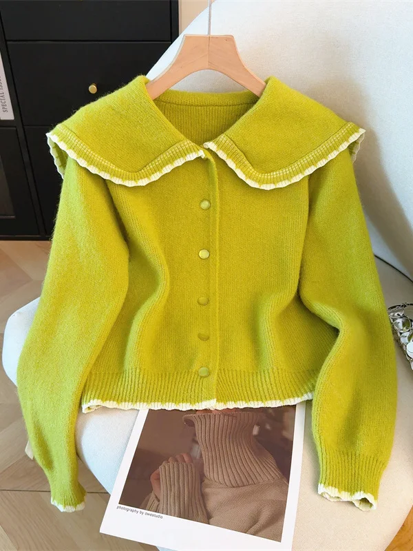 

Spring Green Knitted Open Cardigan Sweater Women's plus Size Casual Style Long Sleeve Warm Fleece Soft Comfortable Top