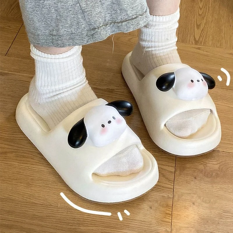 Sanrio Kawaii Pochacco Slippers Students Cartoon Female Summer Wear Flip Flops Beach Couples Home Casual Bath Non slip Sandals