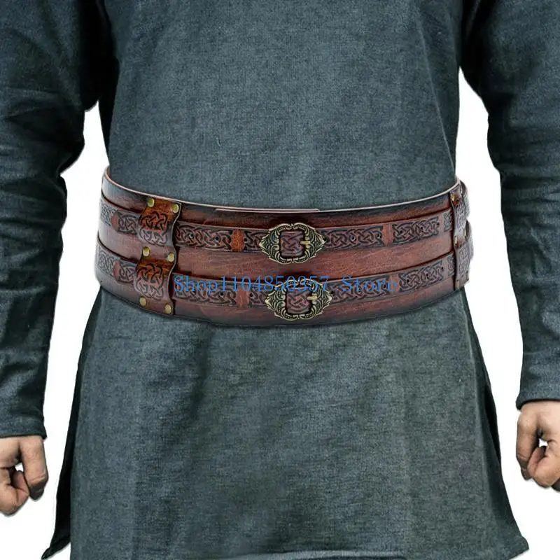 652f-nordic-faux-leather-armors-belt-viking-embossed-wide-belt-halloween-costume