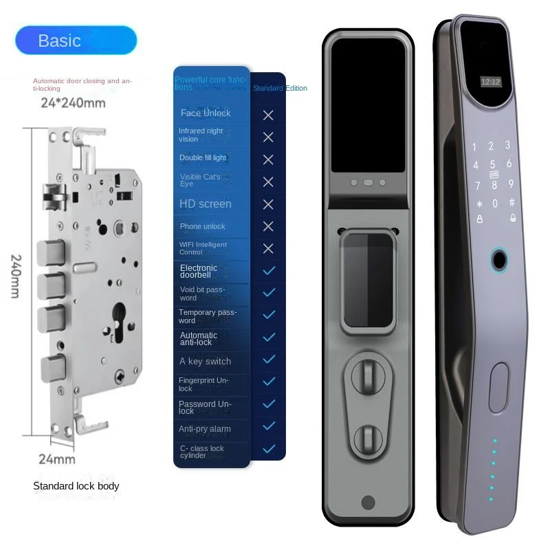 Fingerprint Lock Automatic Household Anti-Theft Door Lock Face Recognition Electronic Lock Remote Peephole Viewer Smart Password