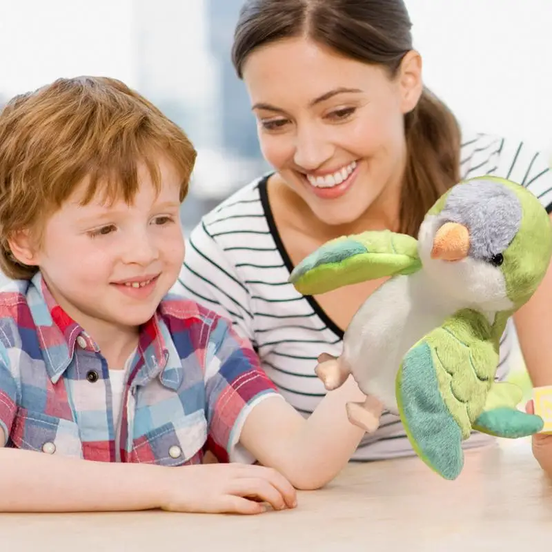 Papageien-Handpuppe, lustiges Papageien-Stofftier, Plüsch-Rollenspiel, interaktives Spielzeug für Geschichtenerzählen, Lehrpuppentheater für Kinder, Bo