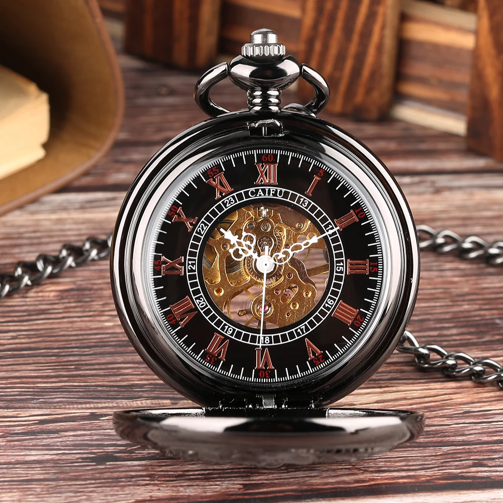 Exquisite Vintage Double Flying Crane The Sun Pattern Design Mens Mechanical Pocket Watch Antique Stylish Gift Retro Chain Clock