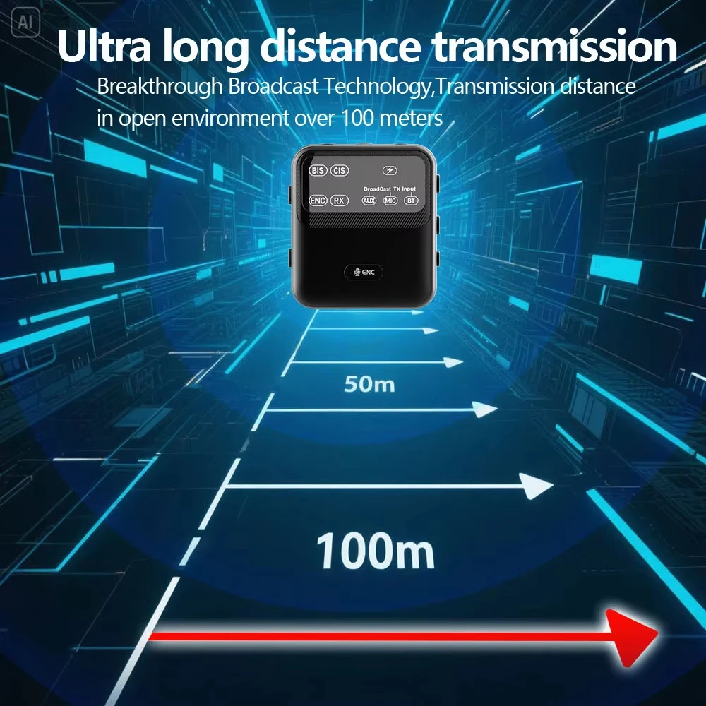 Bluetooth 5.4 오디오 수신기 송신기 AAC aptX-LL/HD/AD LC3 방송 오디오 어댑터 2 IN 1 마이크가있는 무선 스테레오 음악