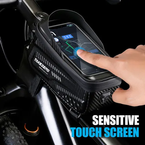 Imagen 2 del producto TAKEZERO-bolsa para bicicleta de montaña A3, bolsa para SILLÍN de viga frontal EVA, pantalla táctil, impermeable, bolsa para tubo superior de ciclismo, equipo de ciclismo al aire libre