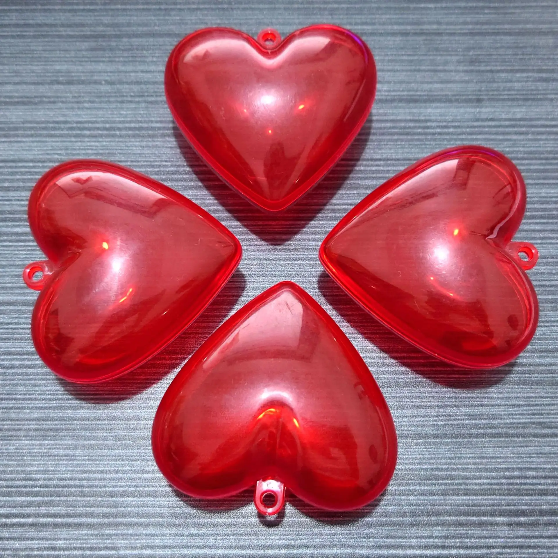 10pcs Red Heart Shape Plastic Box Decorations Empty Capsule Eggshell Surprise Ball Toy For Valentine's Day Gift Party Wedding