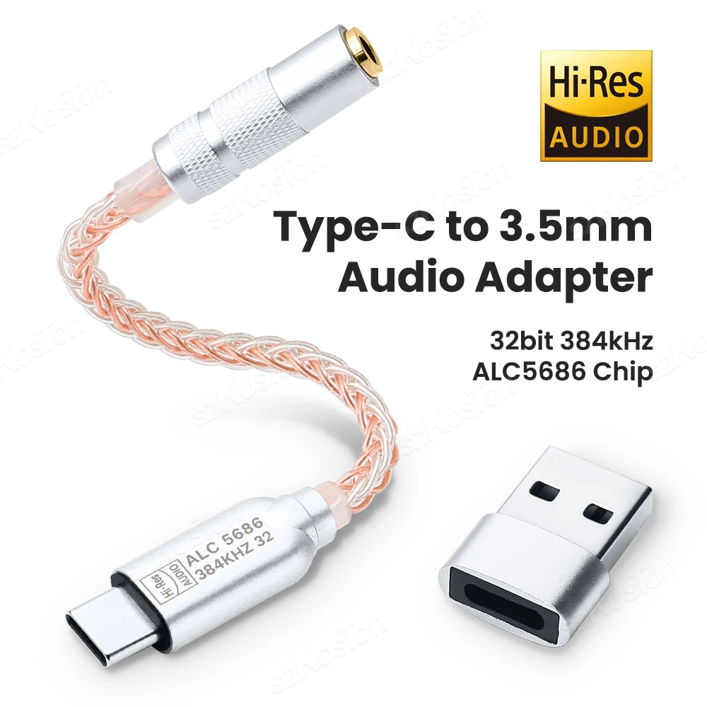 ALC5686 Chip Type C to 3.5mm Headphone Amplifier DAC HiFi Audio Decoder IEM AMP Smartphone Adapter for IPhone15 Samsung