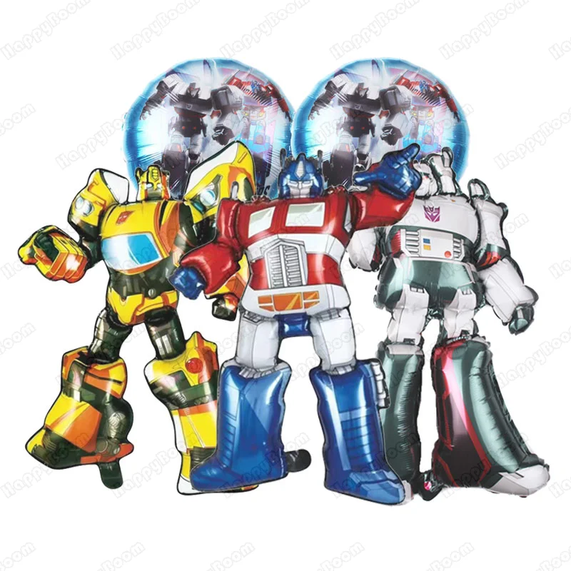 Cartoon Transformation Bumblebee Optimus Prime Theme Foil Balloons Set Optimus Prime Theme Birthday Party Decoration Supplies