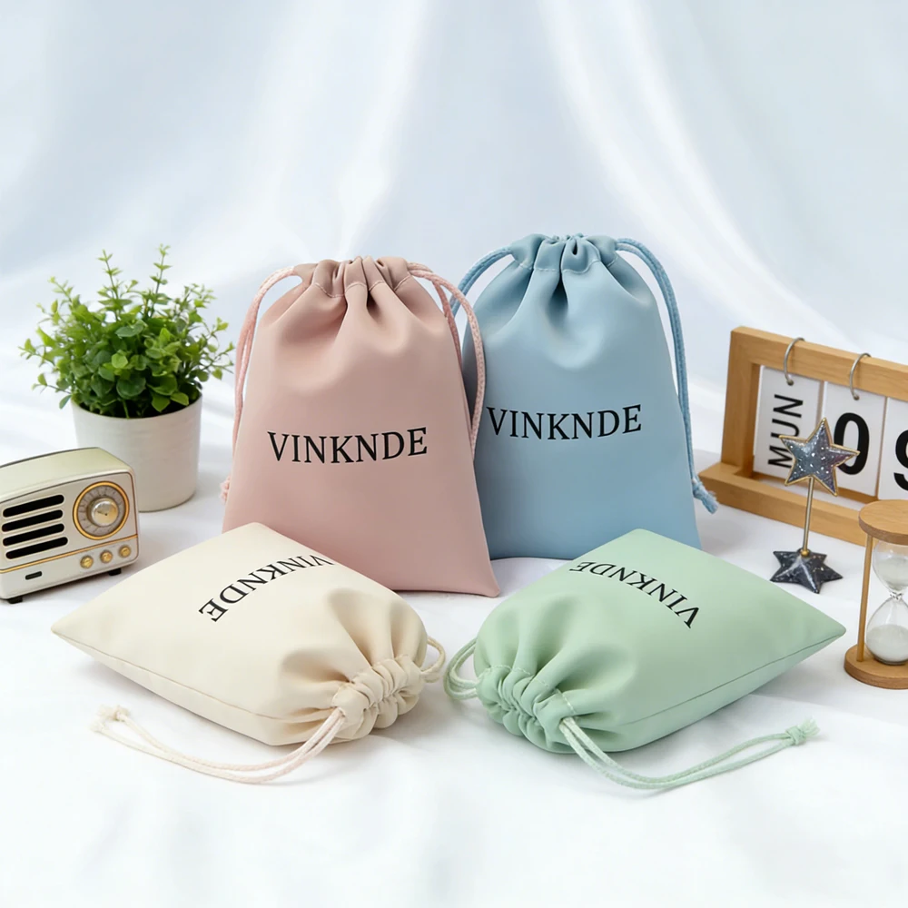 

50pcs Custom Logo Jewelry Drawstring Bag Silk Satin Earrings Necklace Organizer Bags Wedding Favors Gift Candy Cosmetic Pocket