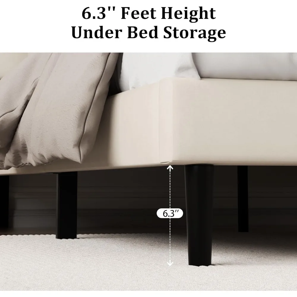 إطار سرير بمنصة مقاس مع لوح رأسي معنقدة بزر مخملي منجد، كريم أساس مرتبة مع دعم شرائح خشبية، لا