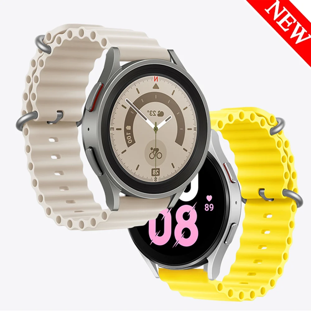 20mm 22mm Band for Samsung Galaxy watch 5 Pro 45mm 4 classic 44mm active 2 silicone Ocean bracelet correa Galaxy watch 4 strap