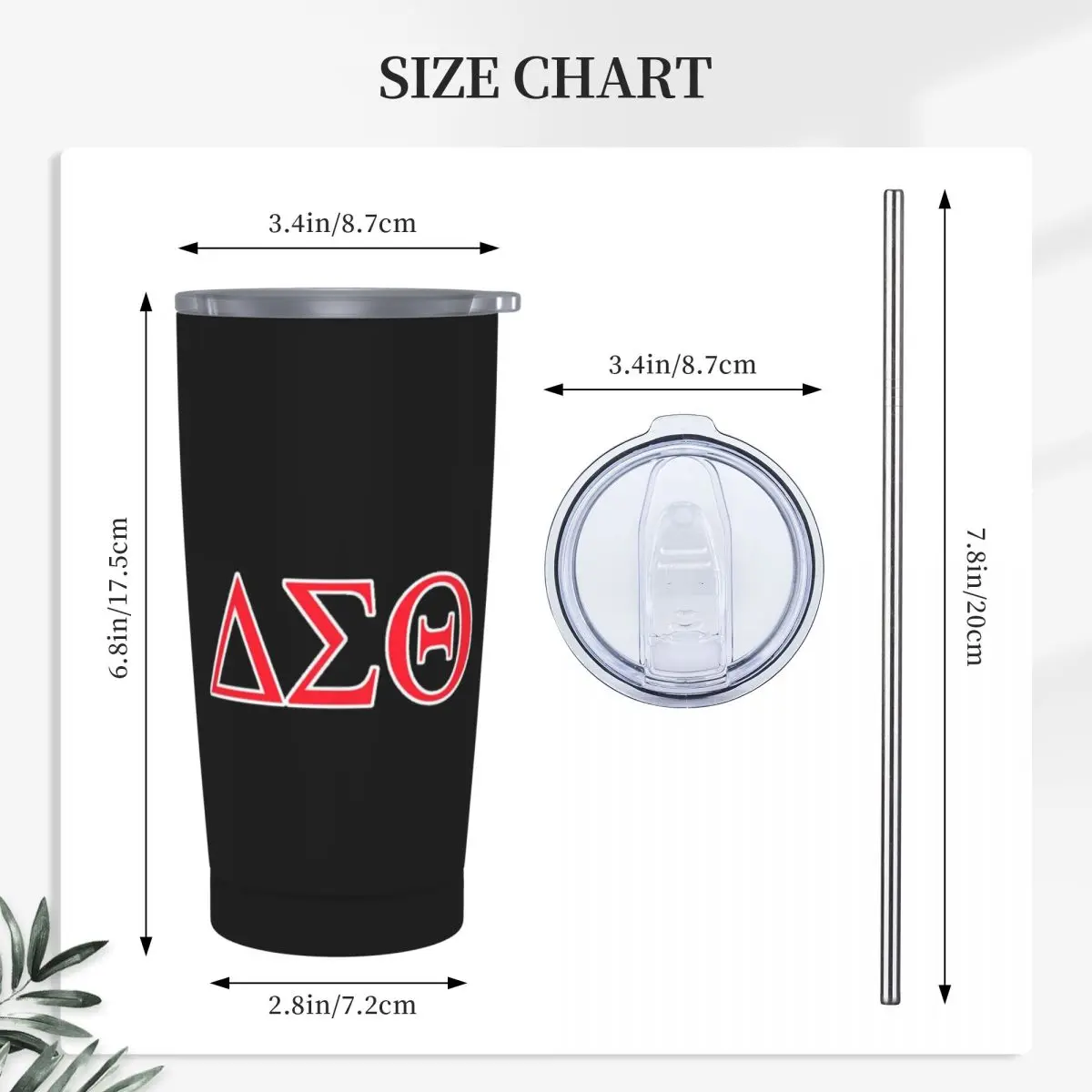 Delta Sigma Theta Sorority Stainless Steel Tumbler Vacuum Insulated Mugs Thermal Cold Cups Straws With Lid 20oz