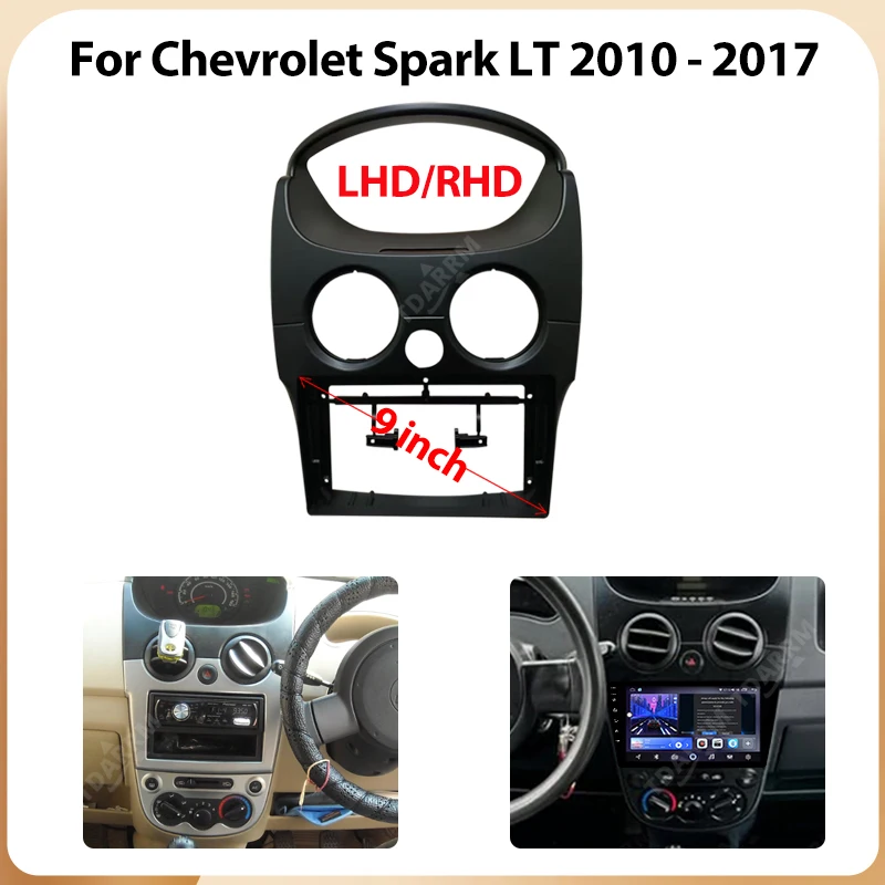 9 Inch Radio Fascias for Chevrolet Spark Matiz 2010-2017 Double Din DVD Stereo Panel Dashboard Refitting Installation Frame