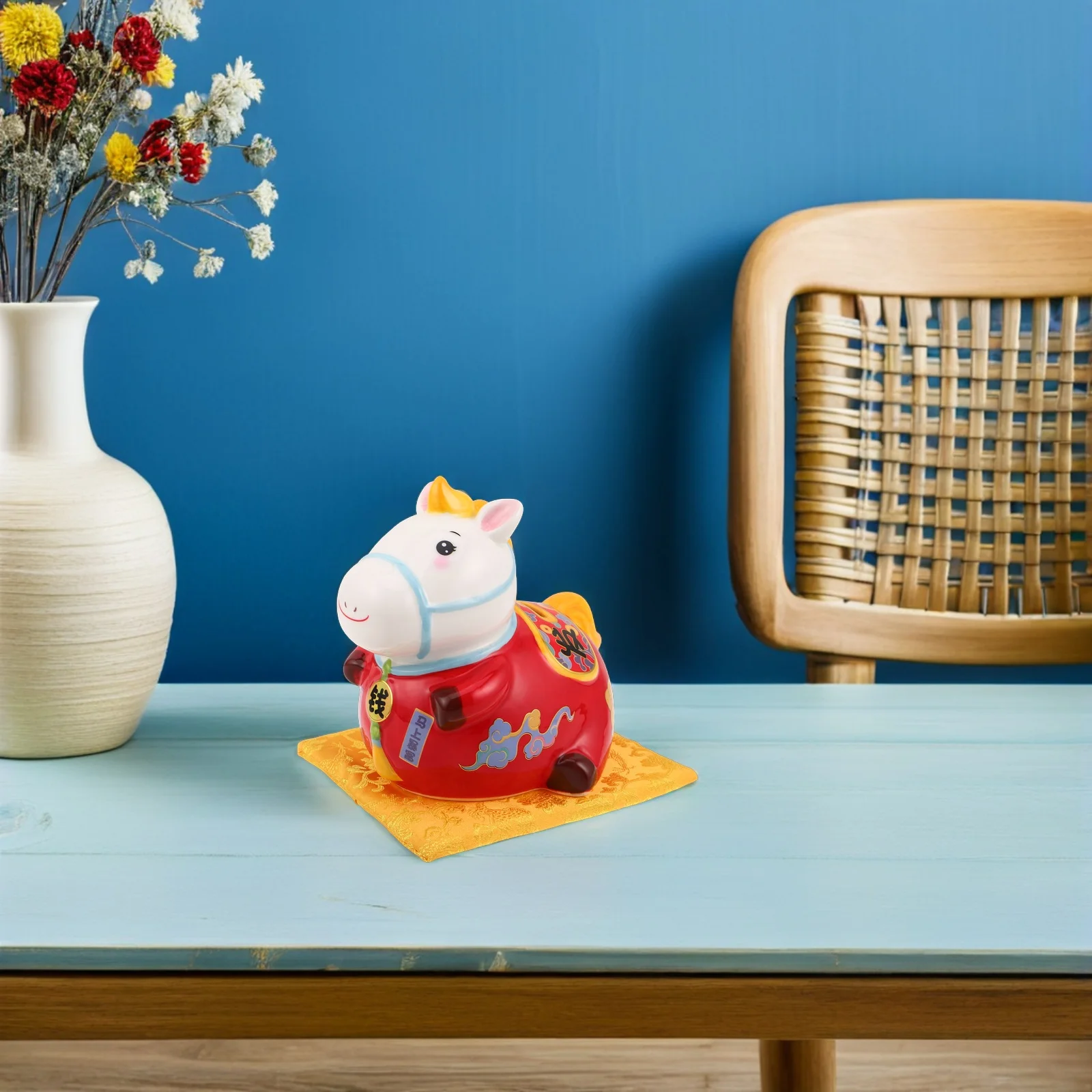 Chinese Zodiac Horse Coin Bank 2026 Ceramic Money Saving Pot New Year Wealth Jar Animal Decorative Statue Chinese Horse Statue