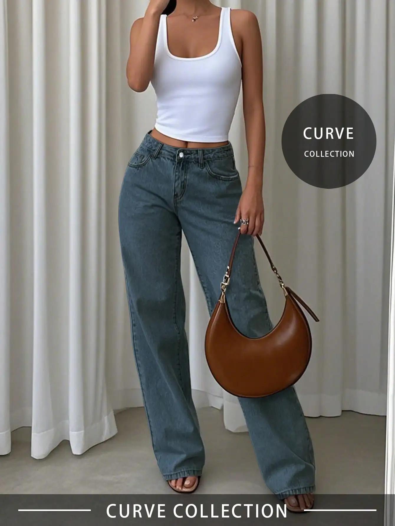 

Джинсы с широкими штанинами в винтажном стиле для женщин больших размеров, синие, с высокой талией, свободного кроя, для повседневных прогулок и фестивалей