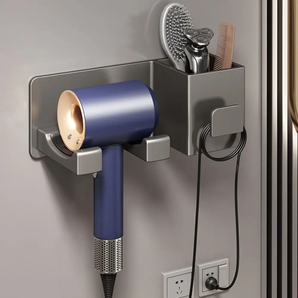 

Настенный держатель для фена, многофункциональный компактный кронштейн для хранения без сверления, прочная полка для фена, туалет