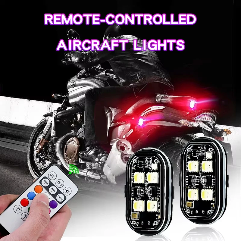 

USB Rechargeable LED RGB Car Strobe Lights 8 Colors Wireless Atmosphere Lamp with Remote Control Anti-Collision Light Vehicle