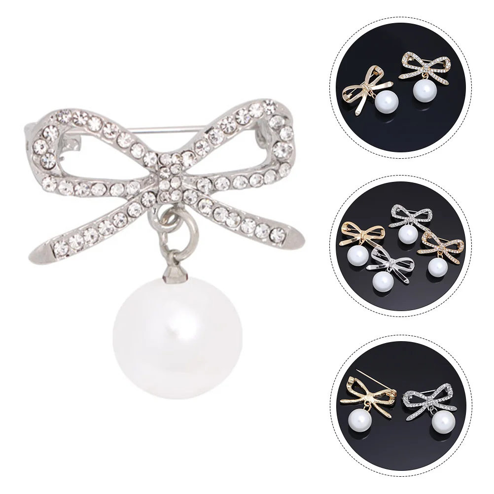 

4Pcs Bowknot Brooches Rhinestone Alloy Brooch Pins Collar Fixers Anti Peeping Clothing Accessories Elegant Corsage for Shawls