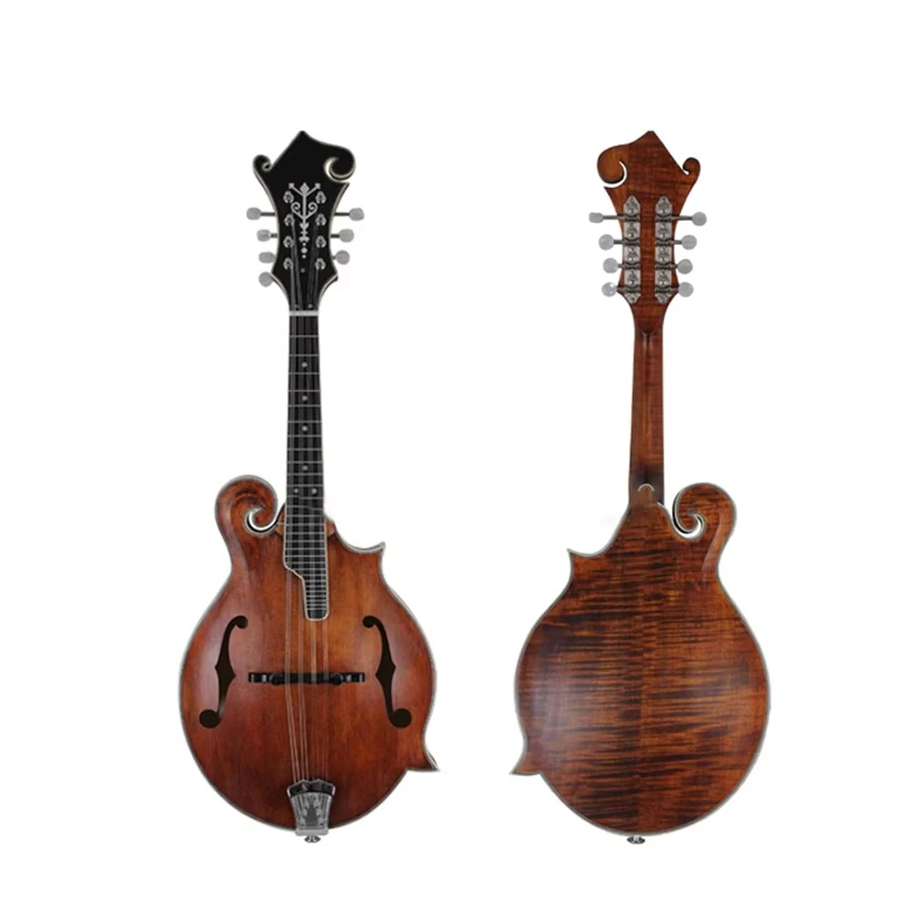 Hand-rubbed Oil Finish F-Style Mandolin, 8 Strings, Acoustic Instrument, Professional Quality, Solid Wood Construction