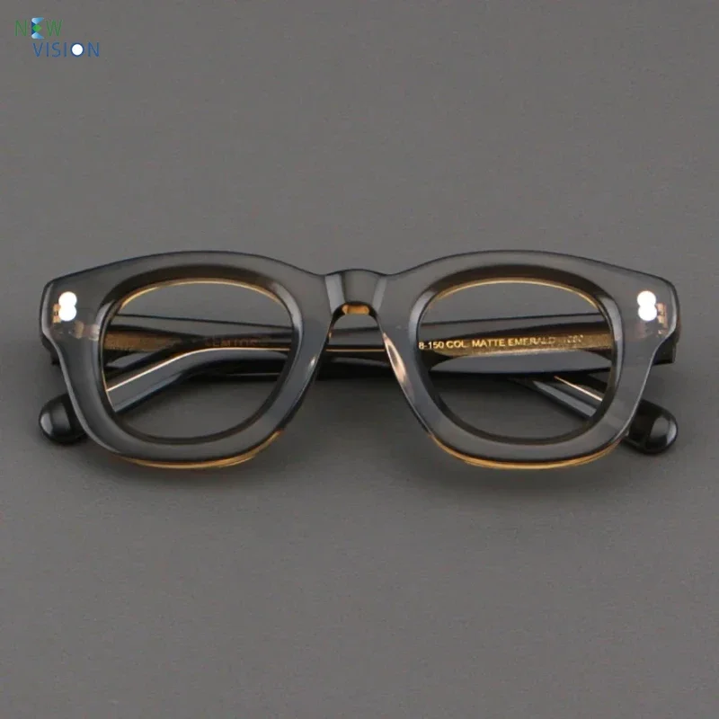 2025 Men Glasses Frame Fashion Thick Acetate Square Designer Brand Myopia Eyewear Handmade Optics Women Prescription Eyeglasses