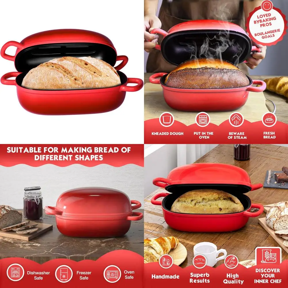 

Cast Iron Bread Pans - 9x6 Inch 2.5 Quart Dutch Oven for Homemade Bread with Lid, Perfect for Homemade Loaf Baking