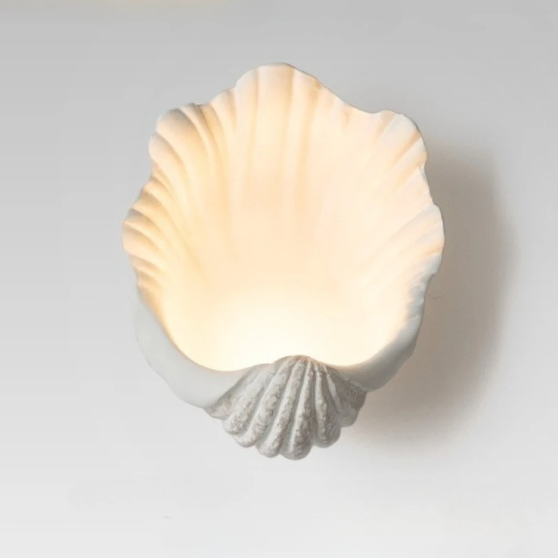 French Postmodern Shell Wall Lamp Environmentally Friendly Resin Led Lights Living Room Decor Bedroom Besie Lighting Fixture