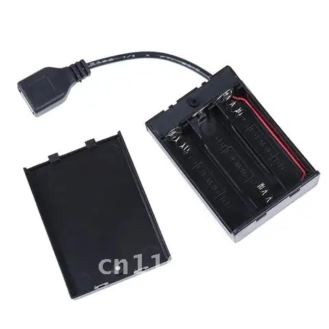 

DC4.5V Portable Mini AAA Battery Holder Storage Box Case USB Power Supply Battery Box 65x45x15mm