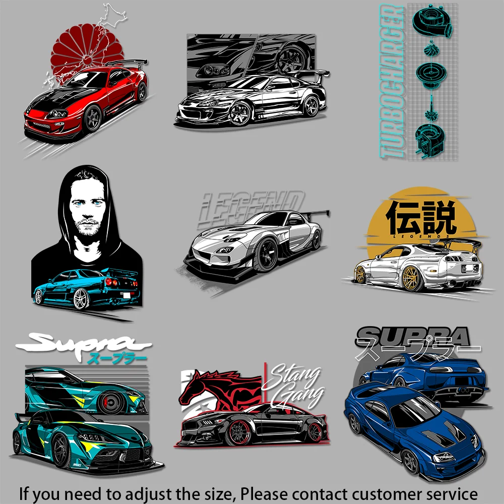 الحديد على الشارات ميكانيكي السيارات الفن شارع سباق الرسم نابضة بالحياة نقل اللون الفينيل لسلع الموضة #1