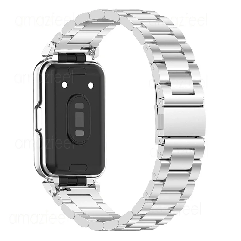สายนาฬิกาสแตนเลสสําหรับ Samsung Galaxy Fit 3 สายคล้องสําหรับ Samsung Galaxy Fit 3 สร้อยข้อมือโลหะฝาครอบป้องกัน