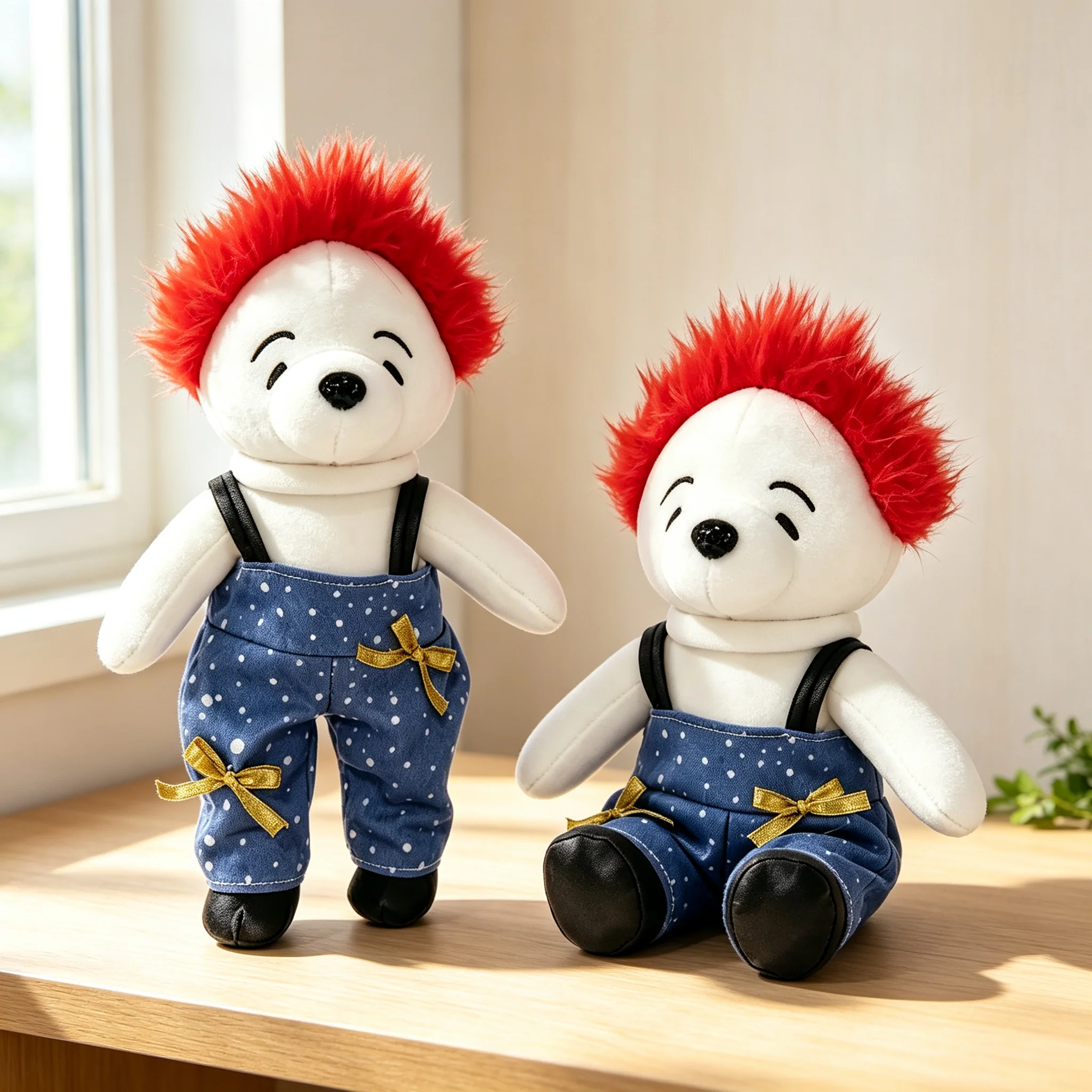 Plush Toy Red Hair Fashion Dog Cute Stuffed Animal Kawaii Soft Humanoid Puppy Doll Birthday Gift Home Room Decor Kids Girls Boys