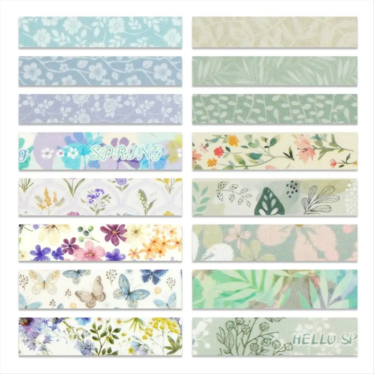 ABUA Floral Washi Tape Set 16 Rolls, Flower Spring Decorative Paper Sticker for Planner Scrapbook Journal DIY Arts Craft