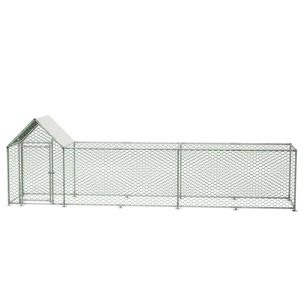 

for Metal Chicken Coop Run Backyard Hen House Poultry Habitat Cage W/Cover