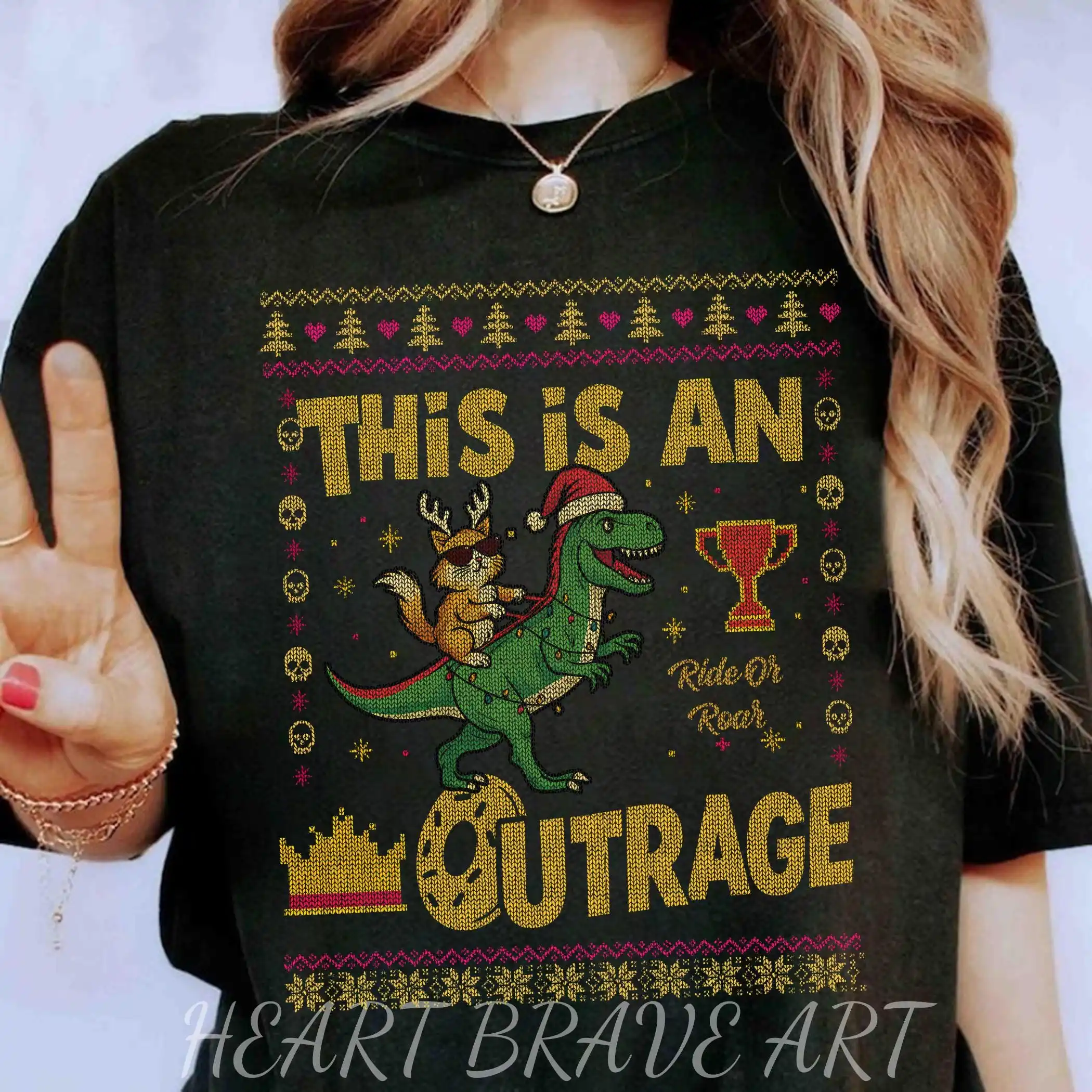 This Is An Outrage Christmas Ugly T-shirt, Dungeon Crawler Carl Shirt, New Achievement, Ride or Roar, Princess Donut and Mongo