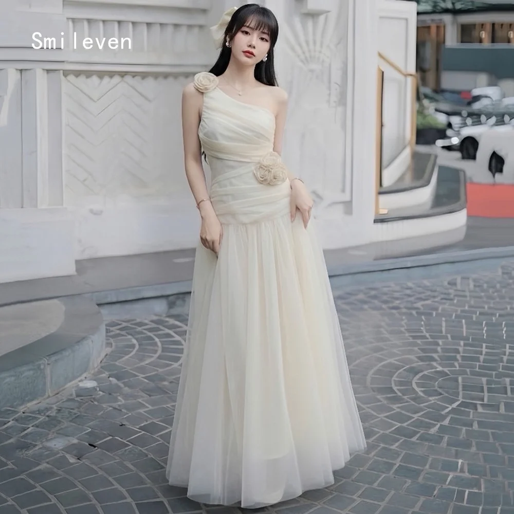 

Smileven Luxury 3D A Line Prom Dress Illusion One Shoulder Evening Gowns Appliques Fairy Style Occasion Dress Customized 2026