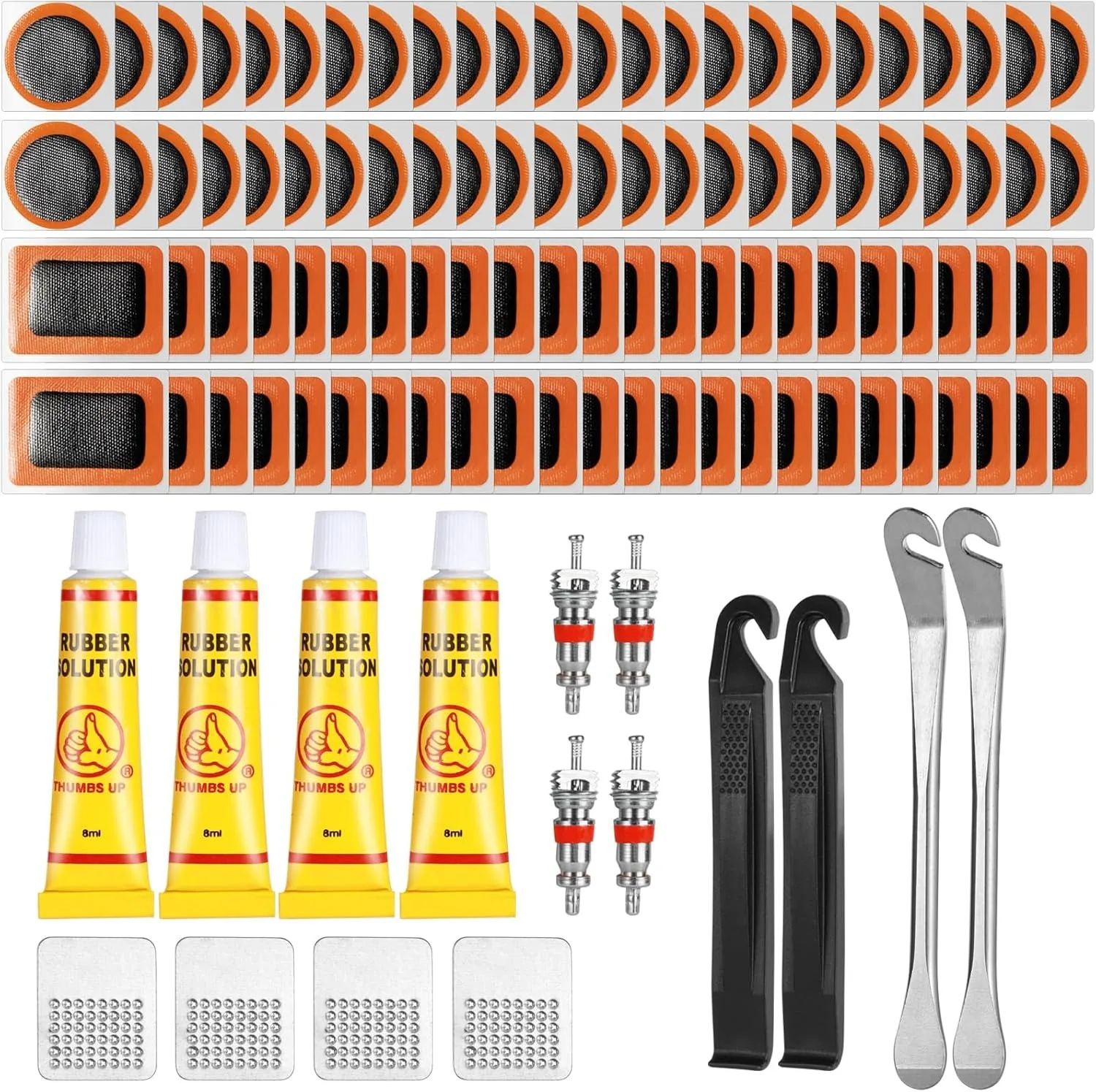 

108 шт., комплект для ремонта велосипедных шин, комплект для ремонта шин для мотоциклов, внедорожников, набор инструментов для ремонта внутренней шины воздушной камеры