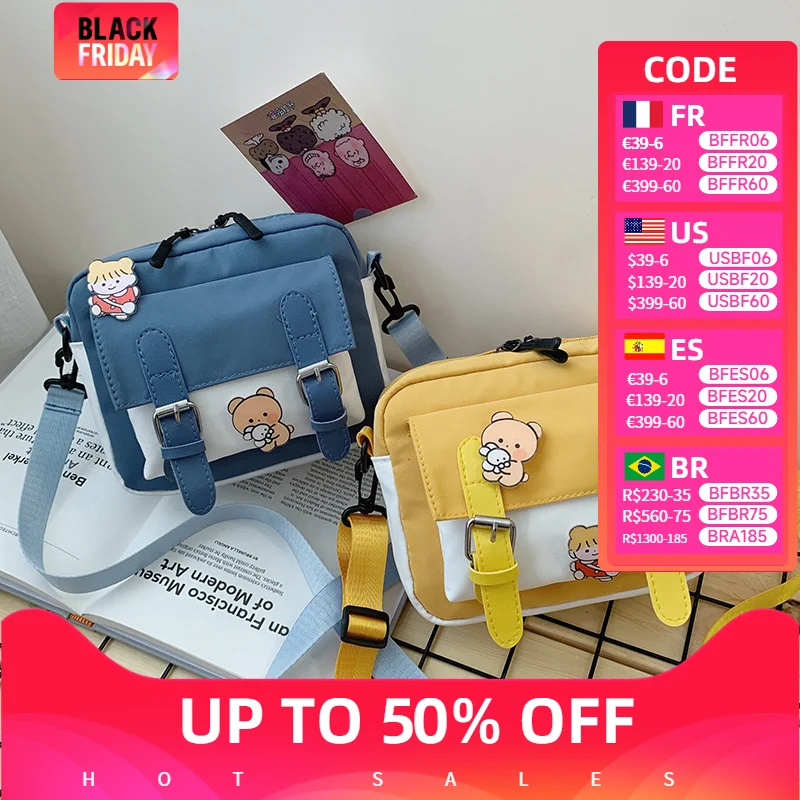 

Crossbody Female 2024 New Cute Girl Canvas Student Korean Version One-shoulder Small Square Bag Multifunctional All-match Cross