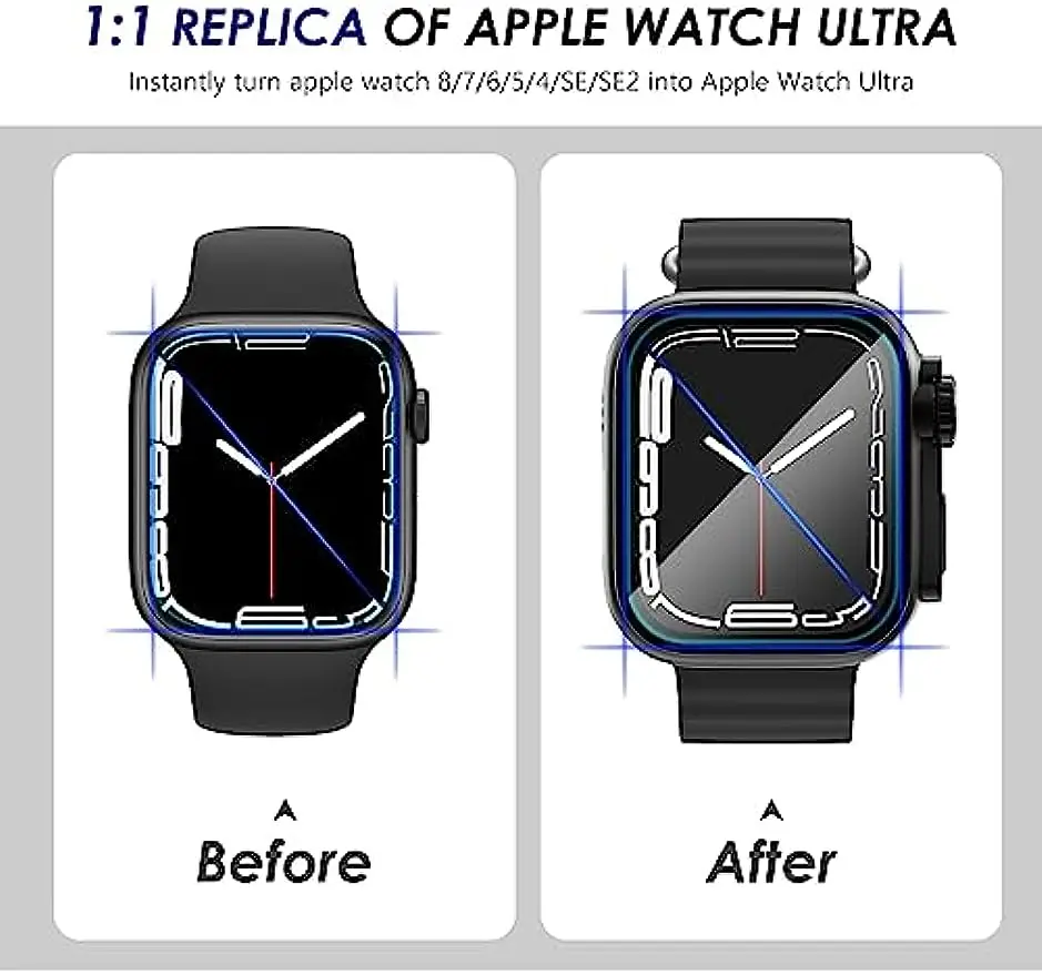 360 Full Waterproof Case for Apple Watch 45mm 41mm Protector Glass IWatch Series 8 7 4 5 6 Se 44mm 40mm Upgrade Change To Ultra