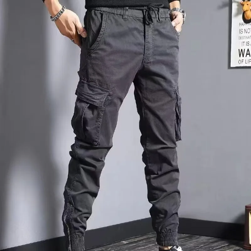 Spring Autumn Men\'s New Casual Pants Korean Version Y2K Trendy Workwear Pants American Retro Tactical Multi Pocket Cotton Pants