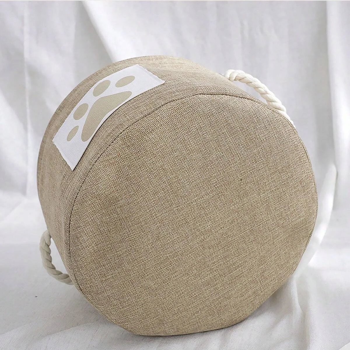 1pc-Foldable striped pet toy basket, dog toy storage box with woven rope handle, pet storage box for dog toys and accessories