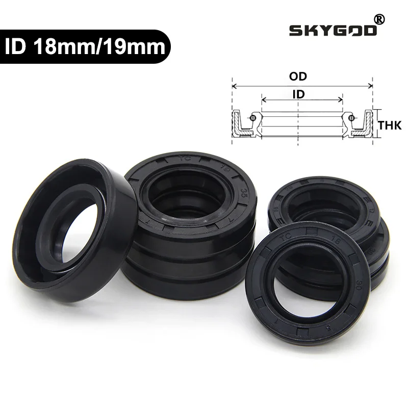 2~100PCS ID 18/19mm TC-NBR Oil Seal OD 24/25/28/30/32/35/38/40/45/47mm Rubber Nitrile Rubber Skeleton Double Lip Shaft Gasket