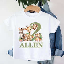 Personalized Birthday Shirt 1-9 Years Shirt Wild Tee Boys Jungle Party T-shirt Safari Animal with Name Clothes Kids Gifts Tops