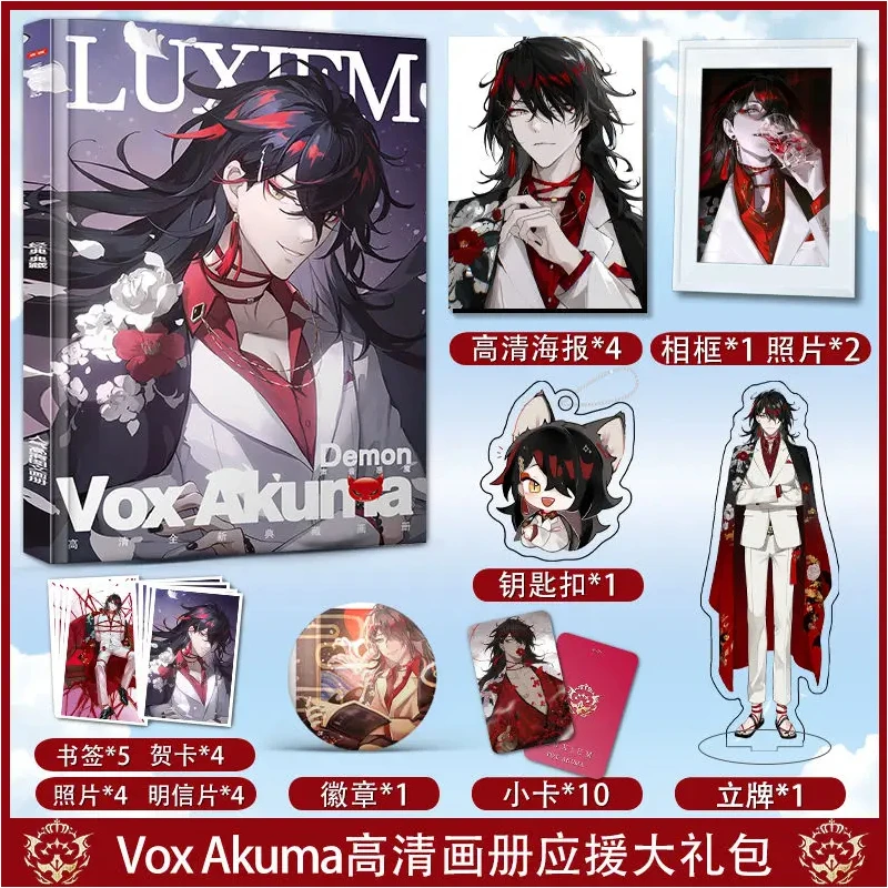 

Game Vtuber Luxiem Vox Akuma Picture Book Keychain Photo Postcard Stand