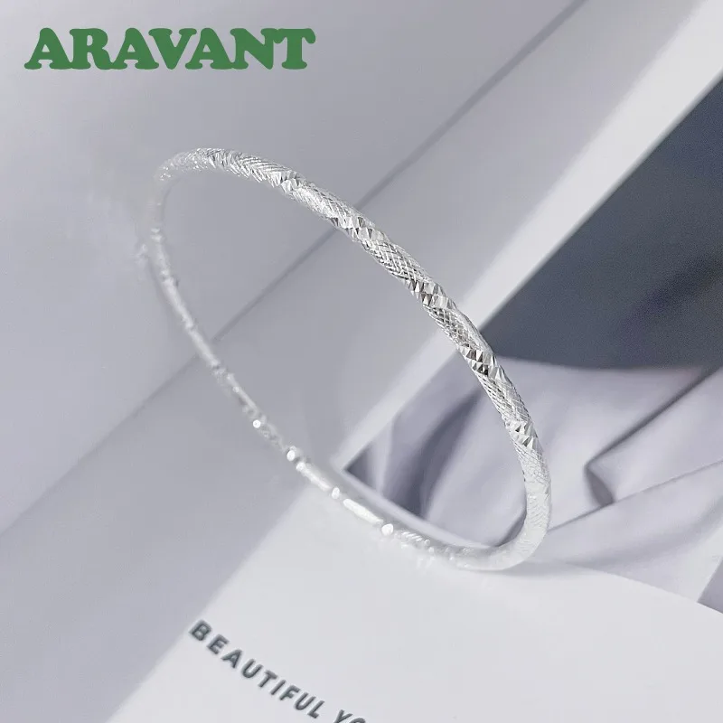 ARAVANT 925 Silver Diameter 56/58/60/62mm Floral Star Pattern Bangle For Women Fashion Jewelry