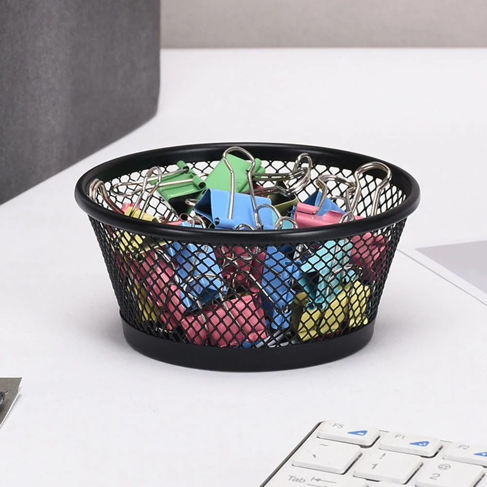 2 Pcs Stackable Desktop Paper Clip Storage Bucket Binder Clips Push Pin Wrought Iron Multi-functional Dispenser