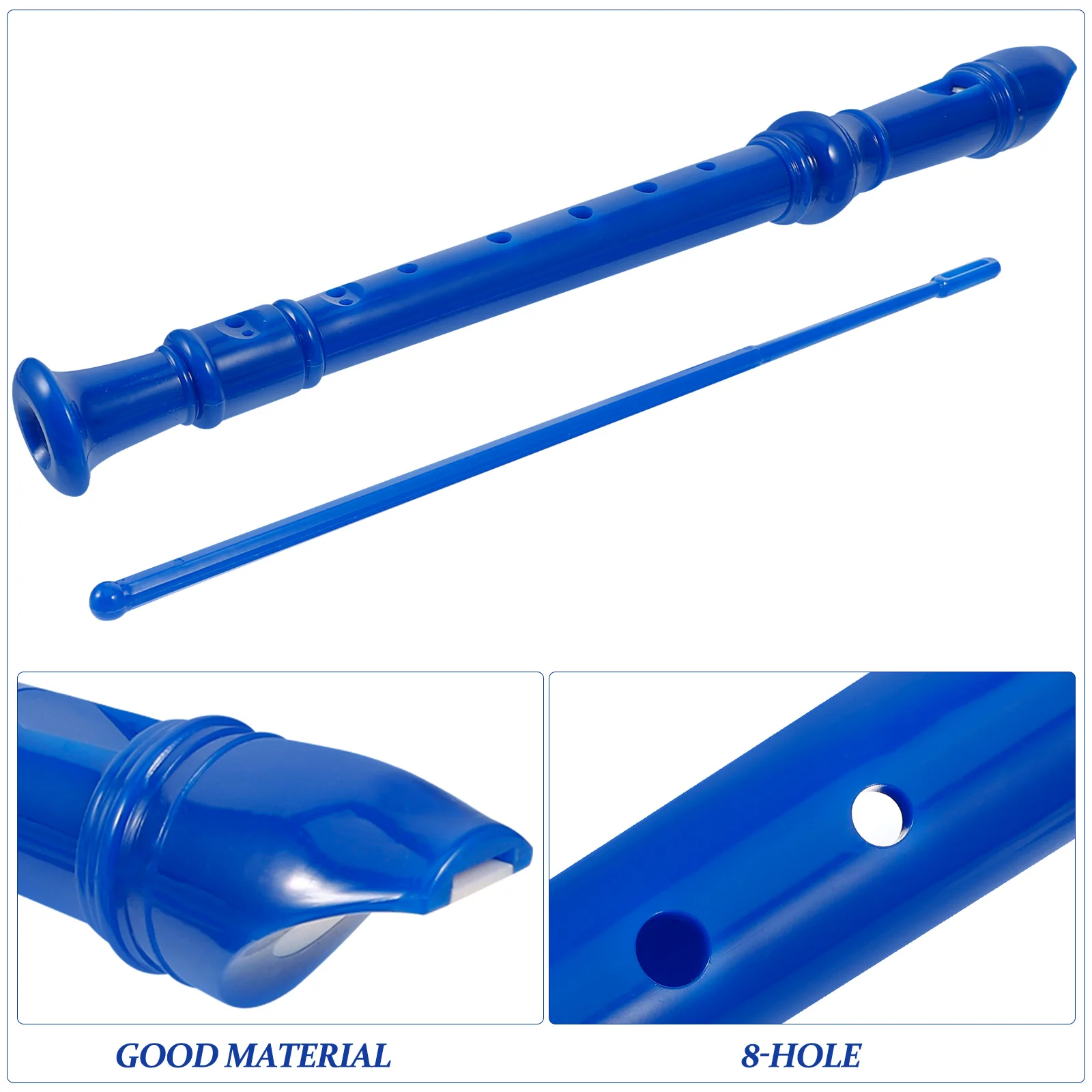 

Kids 8-Hole Clarinet Beginner Plastic Wind Instrument Student Practice Blue Detachable Easy Cleaning Portable Music Instrument