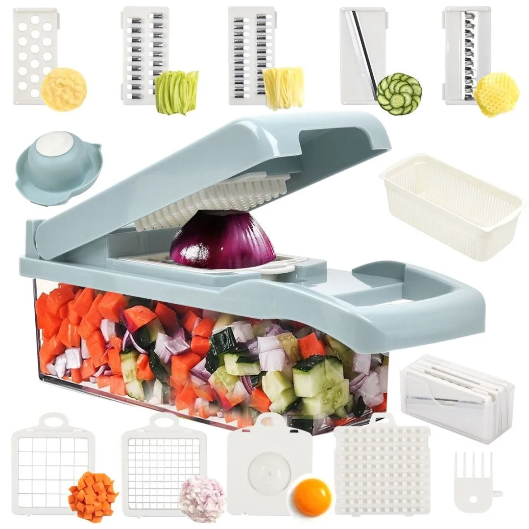 

Vegetable Chopper,15-in-1 Multifunctional Food Chopper, Vegetable Cutter with Container for Salad,Potato,Carrot,and Garlic